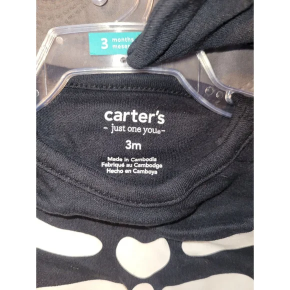 Unisex Baby Carter's Black White Skeleton Halloween Costume - Picture 4 of 5